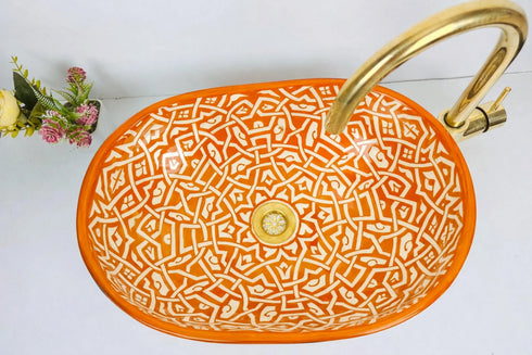 Transform your bathroom interior with our Art of handmade Moroccan hand-painted ceramic sink.