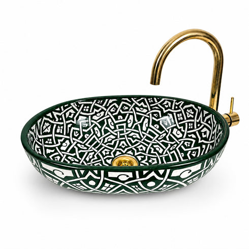 Transform your bathroom interior with our Art of handmade Moroccan hand-painted ceramic sink.