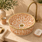 Marrakech Amber Floral Ceramic Vessel Sink – Brass Rim Artisan Basin