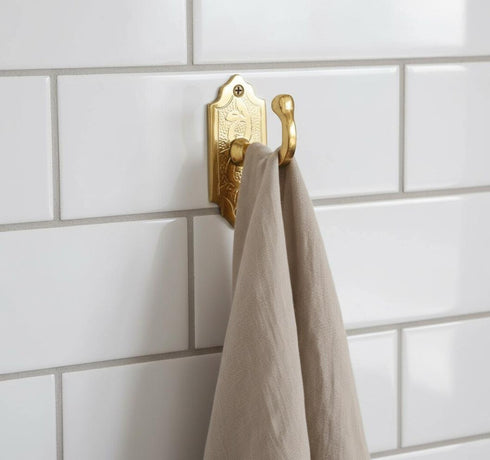 Handmade engraved brass wall hook for elegant home decor