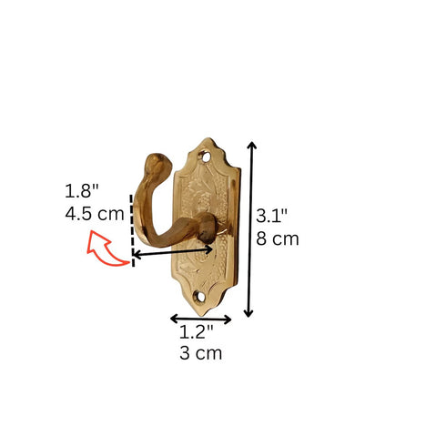Handmade engraved brass wall hook for elegant home decor