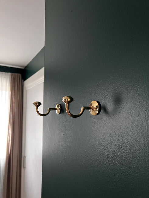 Handmade brass S hook with large cap for bathroom and home decor