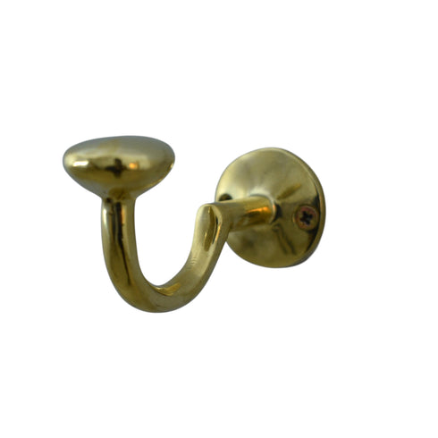 Handmade brass S hook with large cap for bathroom and home decor