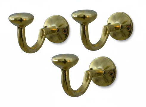 Handmade brass S hook with large cap for bathroom and home decor