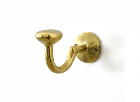 Handmade brass S hook with large cap for bathroom and home decor