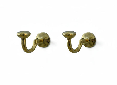 Handmade brass S hook with large cap for bathroom and home decor