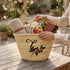 Handwoven Moroccan Straw Basket with Embroidered Flowers