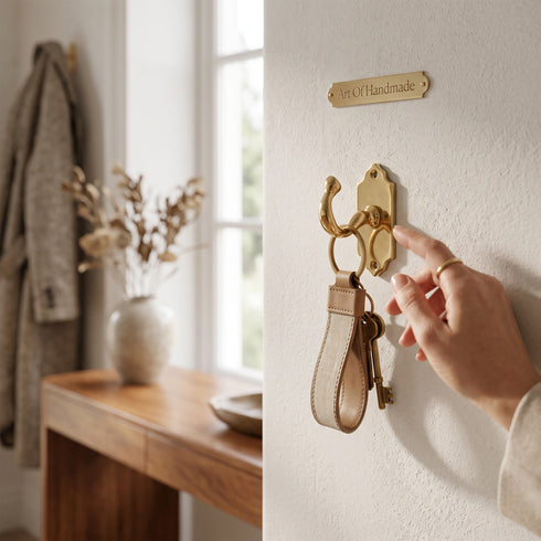 Handmade decorative brass double wall hook for home decor