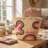 Handwoven Moroccan Palm Leaf Basket with Pink & Green Embroidery