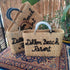 Handcrafted Straw Beach Bag with Black Handles and Stylish “Summer Beach” Design