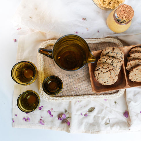 Host in style with our Art of handmade Moroccan Beldi glasses set with pitcher.