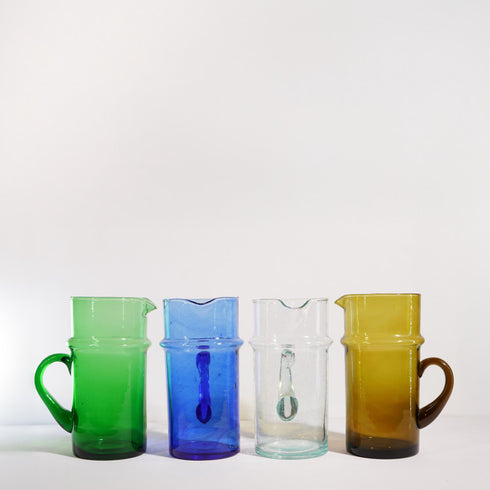 Complete your table service with an Art of handmade Moroccan Beldi glass pitcher.