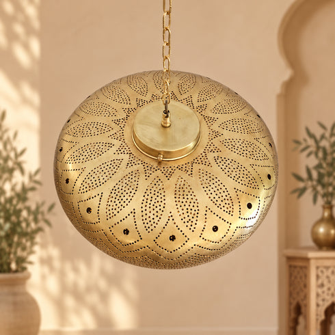 Moroccan Brass Pendant Light, Handmade Pierced Ceiling Lamp, Boho Hanging Lantern, Moroccan Lighting