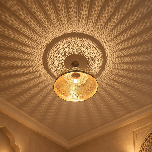 Moroccan Brass Pendant Light, Handmade Pierced Dome Ceiling Lamp, Boho Hanging Light Fixture