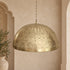 Moroccan Brass Pendant Light, Handmade Pierced Dome Ceiling Lamp, Boho Hanging Light Fixture