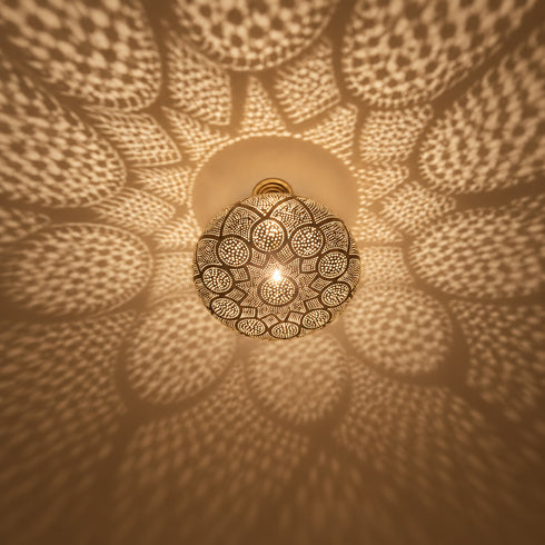 Moroccan Brass Pendant Light, Handmade Pierced Metal Ceiling Lamp, Boho Hanging Light Fixture