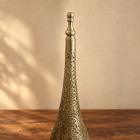 Moroccan Brass Table Lamp, Handmade Pierced Metal Lamp, Boho Moroccan Accent Light