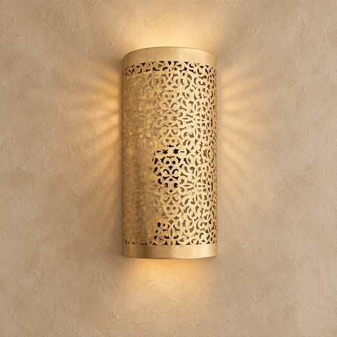 Moroccan Brass Wall Sconce, Handmade Pierced Metal Wall Light, Boho Moroccan Lighting Decor