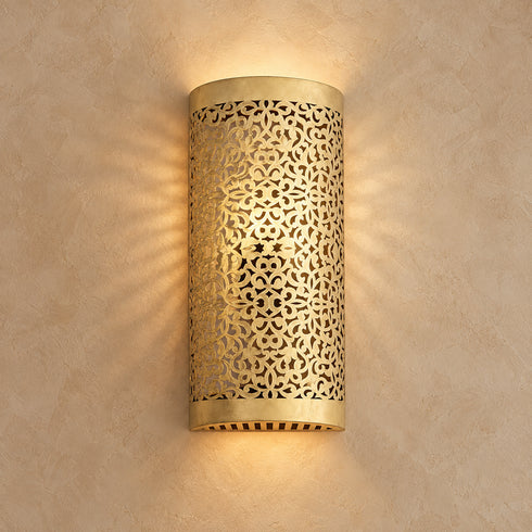 Moroccan Brass Wall Sconce, Handmade Pierced Metal Wall Light, Boho Moroccan Lighting Decor