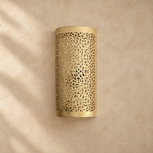 Moroccan Brass Wall Sconce, Handmade Pierced Metal Wall Light, Boho Moroccan Lighting Decor