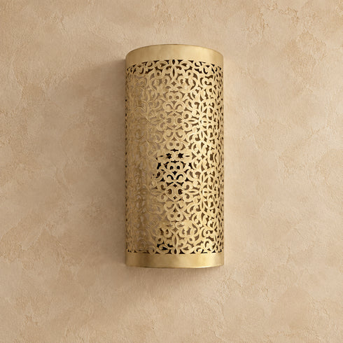 Moroccan Brass Wall Sconce, Handmade Pierced Metal Wall Light, Boho Moroccan Lighting Decor