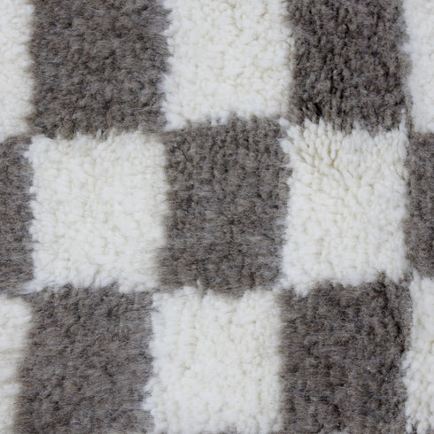 Moroccan Checkered Rug, Gray Cream Wool Rug, Handmade Beni Ourain Rug, Berber Checkerboard Area Rug