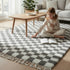 Moroccan Checkered Rug, Gray Cream Wool Rug, Handmade Beni Ourain Rug, Berber Checkerboard Area Rug