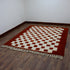 Moroccan Checkered Rug, Red Cream Wool Rug, Handmade Beni Ourain Rug, Berber Area Rug, Checkerboard Carpet