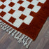 Moroccan Checkered Rug, Red Cream Wool Rug, Handmade Beni Ourain Rug, Berber Area Rug, Checkerboard Carpet