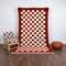 Moroccan Checkered Rug, Red Cream Wool Rug, Handmade Beni Ourain Rug, Berber Area Rug, Checkerboard Carpet