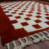 Moroccan Checkered Rug, Red Cream Wool Rug, Handmade Beni Ourain Rug, Berber Area Rug, Checkerboard Carpet