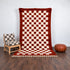 Moroccan Checkered Rug, Red Cream Wool Rug, Handmade Beni Ourain Rug, Berber Area Rug, Checkerboard Carpet