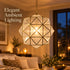 Moroccan Glass Pendant Light, Geometric Brass Chandelier, Handmade Hanging Lantern, Modern Ceiling Lighting