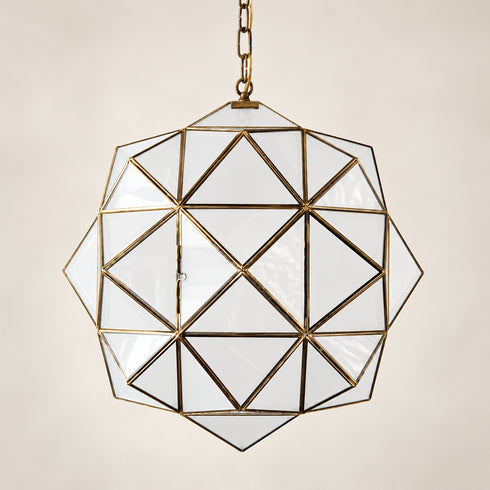 Moroccan Glass Pendant Light, Geometric Brass Chandelier, Handmade Hanging Lantern, Modern Ceiling Lighting