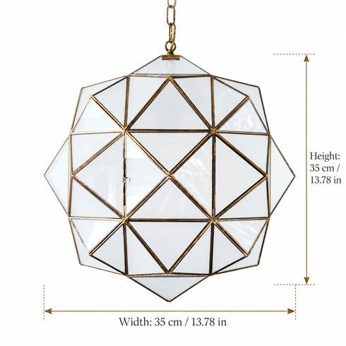 Moroccan Glass Pendant Light, Geometric Brass Chandelier, Handmade Hanging Lantern, Modern Ceiling Lighting