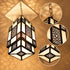 Moroccan Pendant Light, Black Metal Lantern, Geometric Ceiling Lamp, White Glass Chandelier, Boho Hanging Light