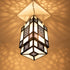 Moroccan Pendant Light, Black Metal Lantern, Geometric Ceiling Lamp, White Glass Chandelier, Boho Hanging Light