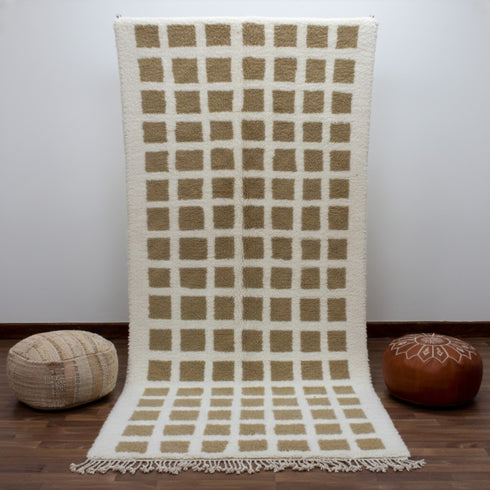 Moroccan Rug, Beige Geometric Rug, Handmade Berber Area Rug, Neutral Wool Carpet