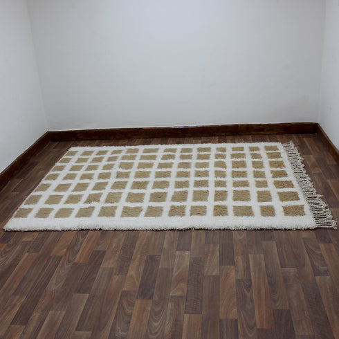 Moroccan Rug, Beige Geometric Rug, Handmade Berber Area Rug, Neutral Wool Carpet