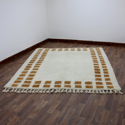 Moroccan Rug, Cream Brown Geometric Rug, Handmade Berber Area Rug, Neutral Boho Carpet