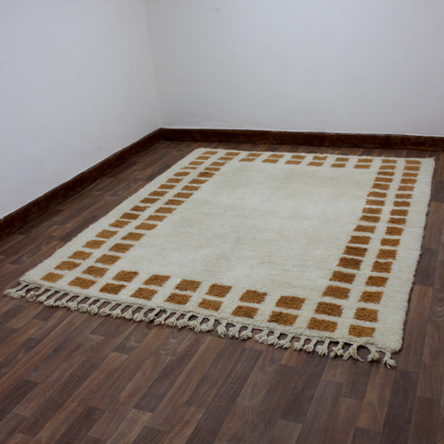 Moroccan Rug, Cream Brown Geometric Rug, Handmade Berber Area Rug, Neutral Boho Carpet