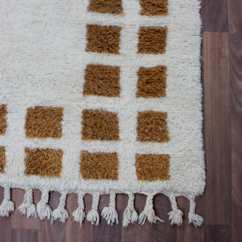 Moroccan Rug, Cream Brown Geometric Rug, Handmade Berber Area Rug, Neutral Boho Carpet