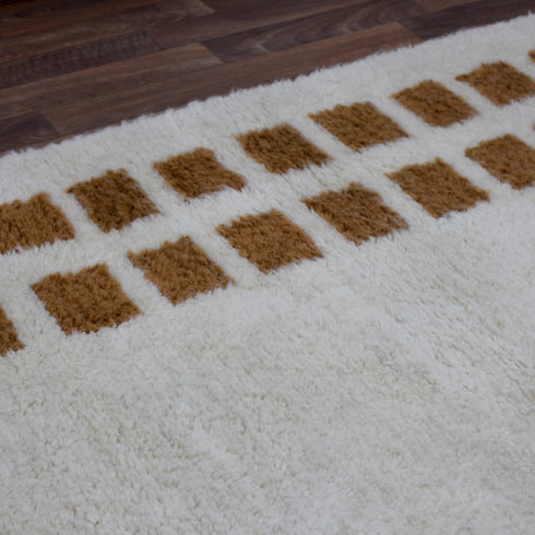 Moroccan Rug, Cream Brown Geometric Rug, Handmade Berber Area Rug, Neutral Boho Carpet