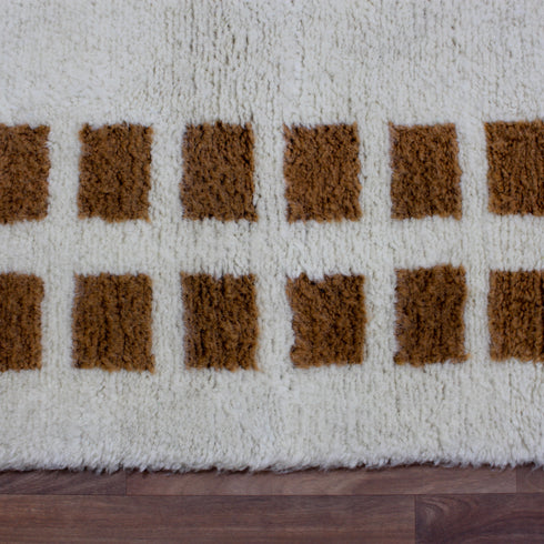 Moroccan Rug, Cream Brown Geometric Rug, Handmade Berber Area Rug, Neutral Boho Carpet
