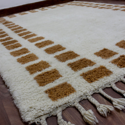 Moroccan Rug, Cream Brown Geometric Rug, Handmade Berber Area Rug, Neutral Boho Carpet
