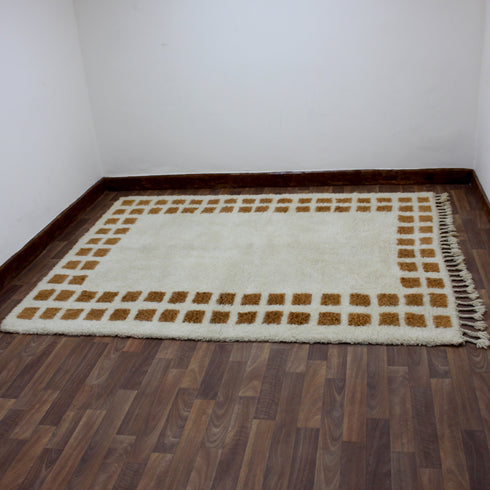 Moroccan Rug, Cream Brown Geometric Rug, Handmade Berber Area Rug, Neutral Boho Carpet