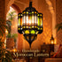Moroccan Stained Glass Pendant Light, Colorful Hanging Lantern, Black Metal Chandelier, Boho Ceiling Lamp
