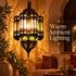 Moroccan Stained Glass Pendant Light, Colorful Hanging Lantern, Black Metal Chandelier, Boho Ceiling Lamp