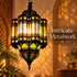 Moroccan Stained Glass Pendant Light, Colorful Hanging Lantern, Black Metal Chandelier, Boho Ceiling Lamp