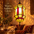 Moroccan Stained Glass Pendant Light, Geometric Hanging Lantern, Red Yellow Chandelier, Boho Ceiling Lamp
